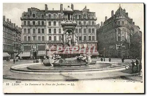 Cartes postales Lyon La Fontaine et la Place des Jacobins