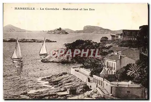 Cartes postales Marseille La Corniche Maldorme et les Iles