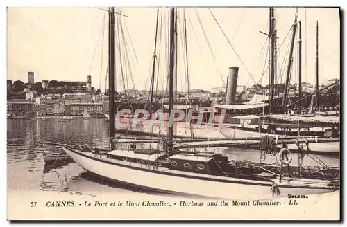 Cartes postales Cannes Le Port et le Mont Chevalier Bateau