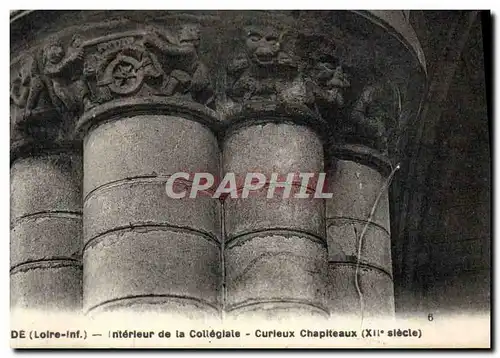 Cartes postales Guerande Interieur de la Collegiale Curieux chapiteaux