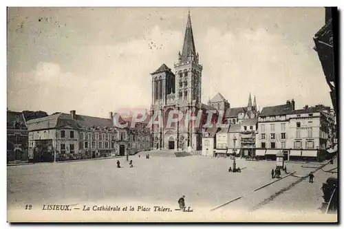 Cartes postales Lisieux La Cathedrale et la Place Thiers