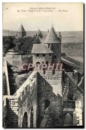 Ansichtskarte AK Carcassonne Les Tours Visigoth et de L&#39Inquisition