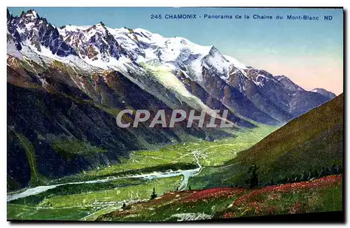 Cartes postales Chamonix Mont Blanc Panorama de la chaine du Mont Blanc