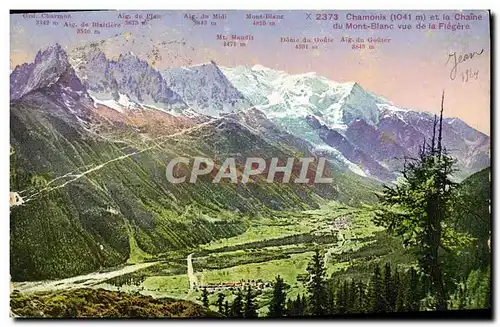 Cartes postales Chamonix et la chaine du Mont Blanc vue de la Flegere