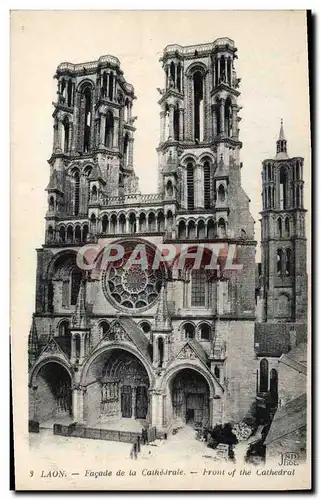 Cartes postales Laon Facade de la Cathedrale