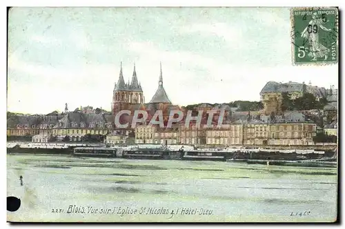 Cartes postales Blois Vue Sur L&#39Eglise St Nicotas L&#39Hotel Dieu