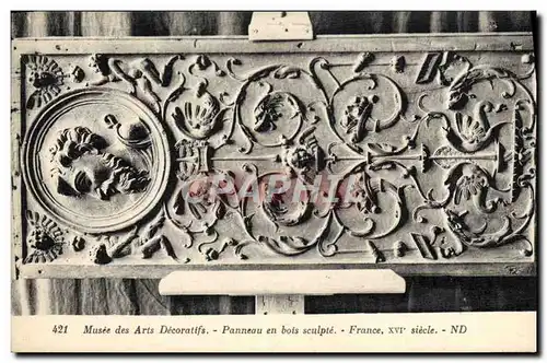 Cartes postales Musee des Arts decoratifs Panneau en bois sculpte