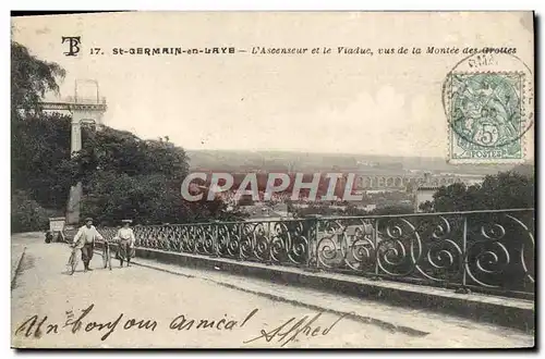 Cartes postales St Germain en Laye L&#39Ascenseur et le Viaduc vus de la montee des grottes