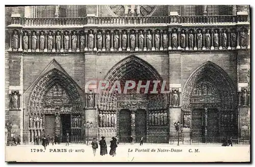 Cartes postales Paris Le portail de Notre Dame