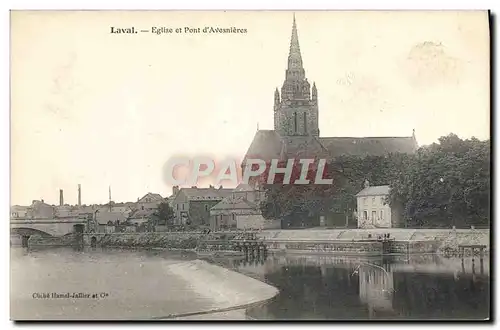 Cartes postales Laval Eglise et Pont d&#39Avesnieres