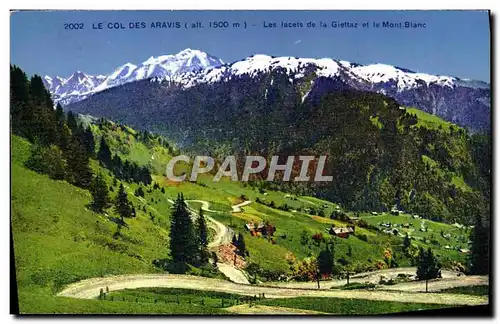 Ansichtskarte AK Le Col Des Aravis Les lacets de la Giettaz et le Mont Blanc