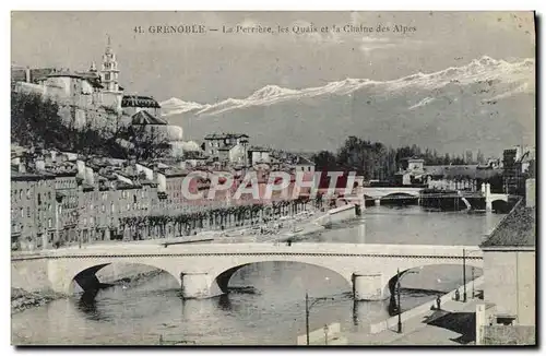 Ansichtskarte AK Grenoble La Perriere Les Quais Et la Chaine Des Alpes