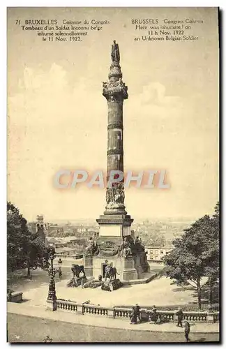 Cartes postales Bruxelles Colonne Du Corgres Tombeau D&#39Un Soldat Inconnu Belge Lion