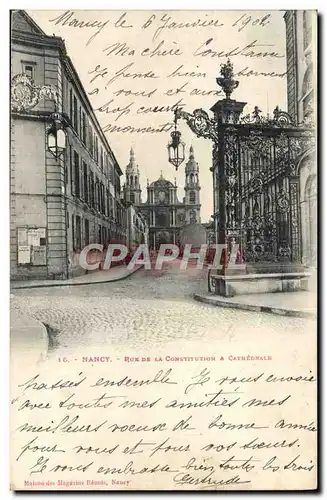 Cartes postales Nancy Rue De La Constitution et Cathedrale