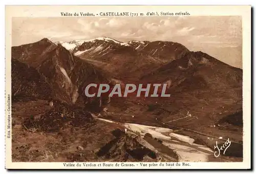 Cartes postales Vallee Du Verdon Castellane Station Estivale Vallee du Verdon et route de Grasse Vue prise du ha
