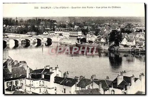 Ansichtskarte AK Saumur L&#39Ile D&#39Offard Quartier Des Ponts Vue Prise Du Chateau