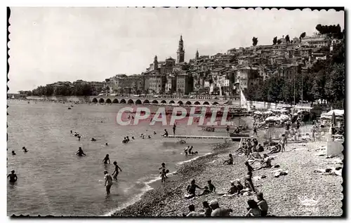 Cartes postales moderne Menton La Vieille Ville La Plage Du Quai Bonaparte