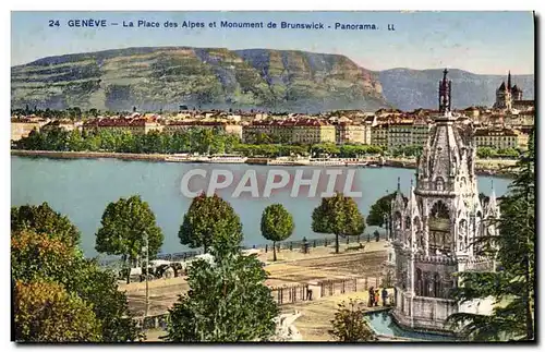 Ansichtskarte AK Geneve La Place Des Alpes Et Monument De Brunswic Panorama