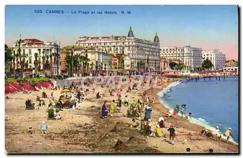 Cartes postales Cannes La Plage Et Les Hotels