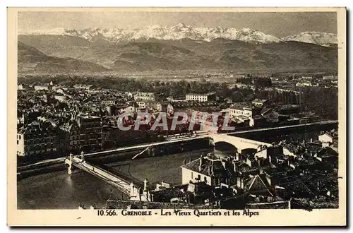 Cartes postales Grenoble Les Vieux Quartiers Et Les Alpes