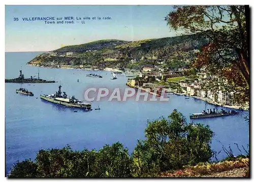 Ansichtskarte AK Villeranche Sur Mer La Ville Et La Rade Bateaux