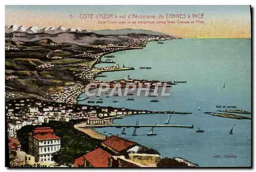 Cartes postales Cote D&#39Azur A Vol D&#39Aeroplane De Cannes A Nice