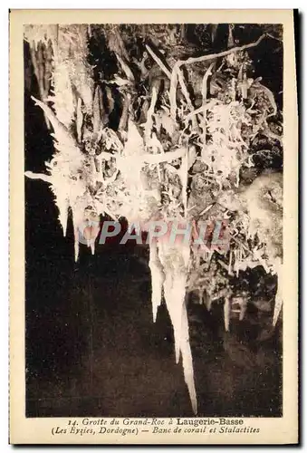 Cartes postales Grotte du Grand Roc a Laugerie Basse Banc de corail et stalactites