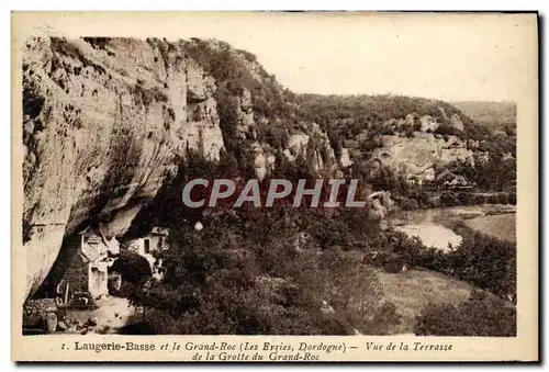 Ansichtskarte AK Laugerie Basse Et Le Grand Roc Et La Grotte Du Grand Roc