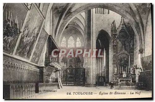 Cartes postales Toulouse Eglise St Etienne La nef