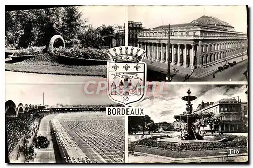 Cartes postales moderne Bordeaux La Corbeille Le Grand Theatre Le stade municipal Allees de Tourny