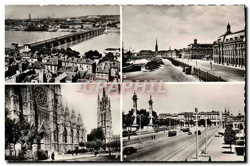 Cartes postales moderne Bordeaux Le Pont De Pierre La Bourse et les quais Saint Michel la cathedrale La Tour Pey Berland