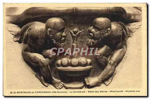 Cartes postales Saint Bertrand De Comminges La Cathedrale Detail des Stalles Misericorde Hommes nus