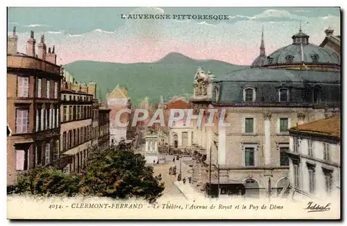 Cartes postales Clermont Ferrand Le Theatre L&#39avenue de royat et le Puy de Dome