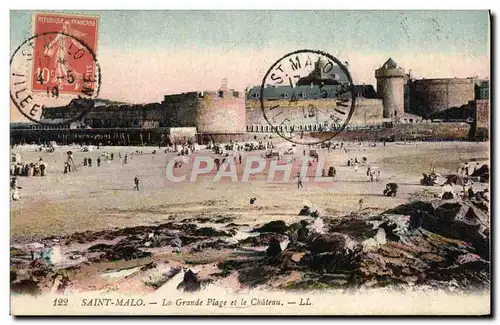 Ansichtskarte AK Saint Malo La Grande Plage et le Chateau