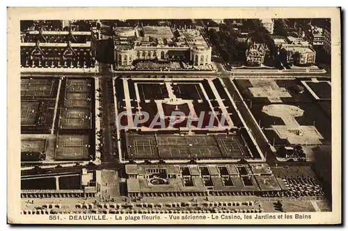 Cartes postales Deauville La Plage Fleurie Vue aerienne Le casino les jardins et les bains