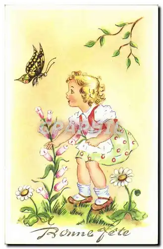 Ansichtskarte AK Fantaisie Enfant Papillon