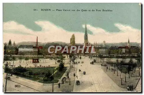 Ansichtskarte AK Rouen Place Carnot Vue Quais et du Pont Boieldieu