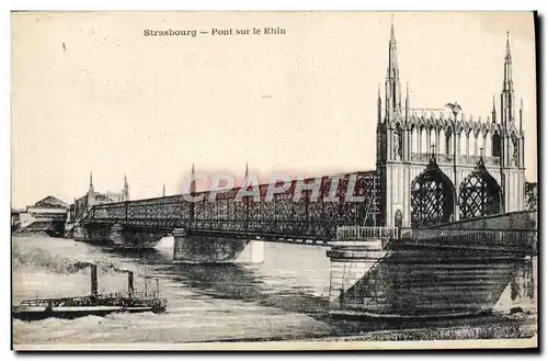 Ansichtskarte AK Strasbourg Pont Sur le Rhin Bateau