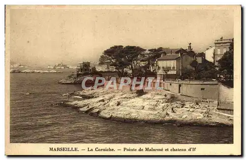 Cartes postales Marseille La Corniche Pointe de Malarme et Chateau d&#39If