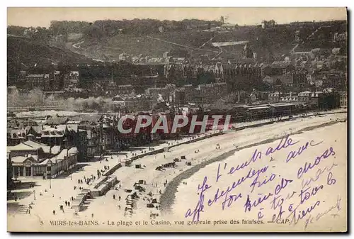 Cartes postales Mers les Bains La Plage et le Casino Vue Generale Prise des Falaises