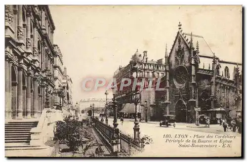 Cartes postales Lyon Place des Cordeliers Peristyle de la Bourse et Eglise Saint Bonaventure