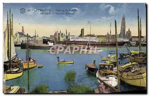 Cartes postales Anvers Vue Sur l&#39Escaut Bateaux