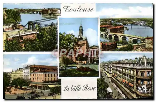 Moderne Karte Toulouse La Ville Rose Pont St Pierre et Pont Neuf Vue generale sur la Garonne Place Roosevelt L