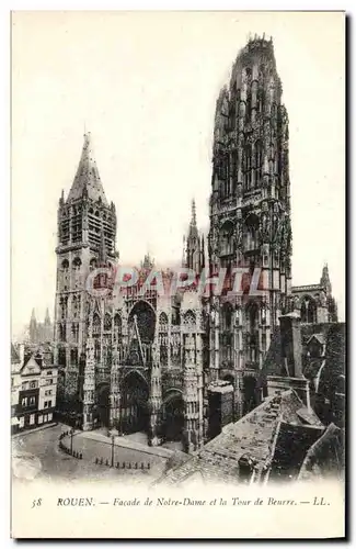 Cartes postales Rouen Facade de Notre Dame et la Tour de Beurre