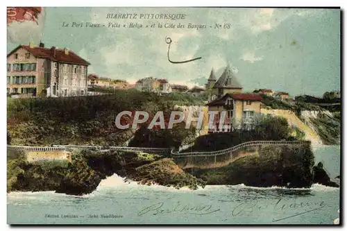 Cartes postales Biarritz Pittoresque Le Port Vieux Villa Belza et la Cote des Basques