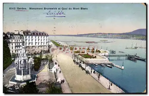 Cartes postales Geneve Monument Brunswick et Quai du Mont Blanc