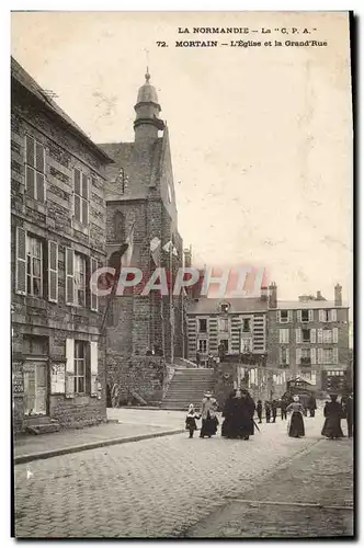 Cartes postales Mortain L'Eglise et la Grand Rue