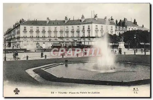 Cartes postales Tours Place Du Palais De Justice Tramway