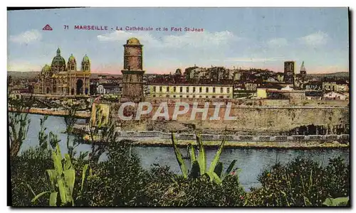 Cartes postales Marseille La Cathedrale Et Le Fort St Jean