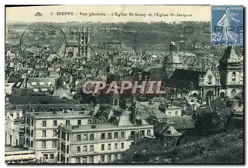 Cartes postales Dieppe Vue Generale L&#39Eglise St Remy Et I&#39Eglise St Jacques